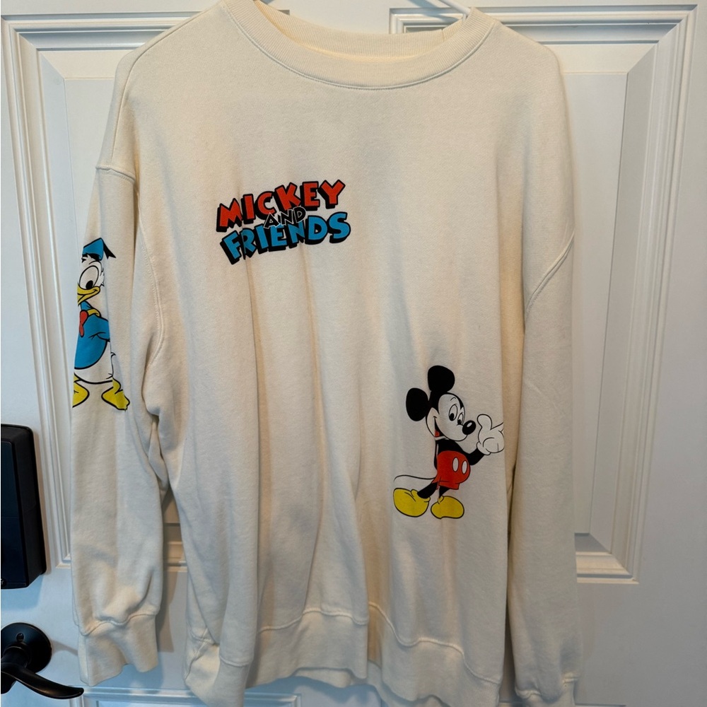 Disney Cream Crewneck Sweater with Mickey Mouse